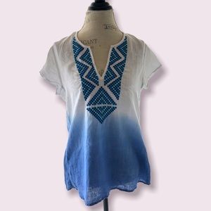 Lily Pulitzer Embellished Linen Blouse